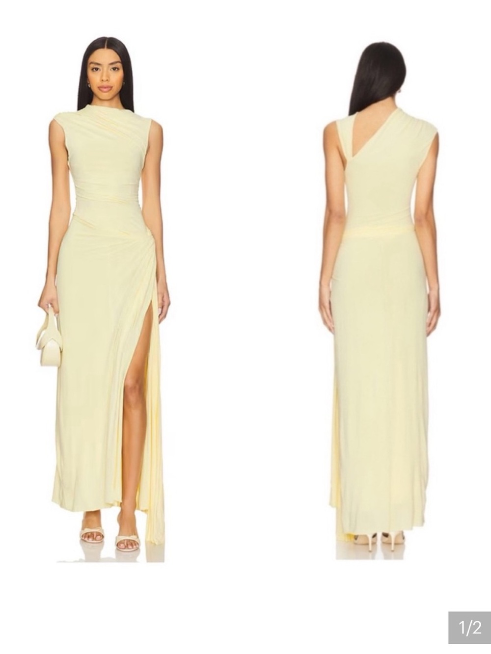 bec + bridge Twist-Front Maxi Dress in Pale Lemon